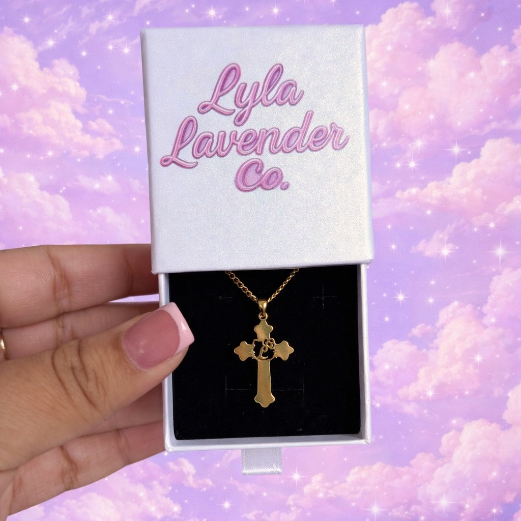 hk initial cross necklace